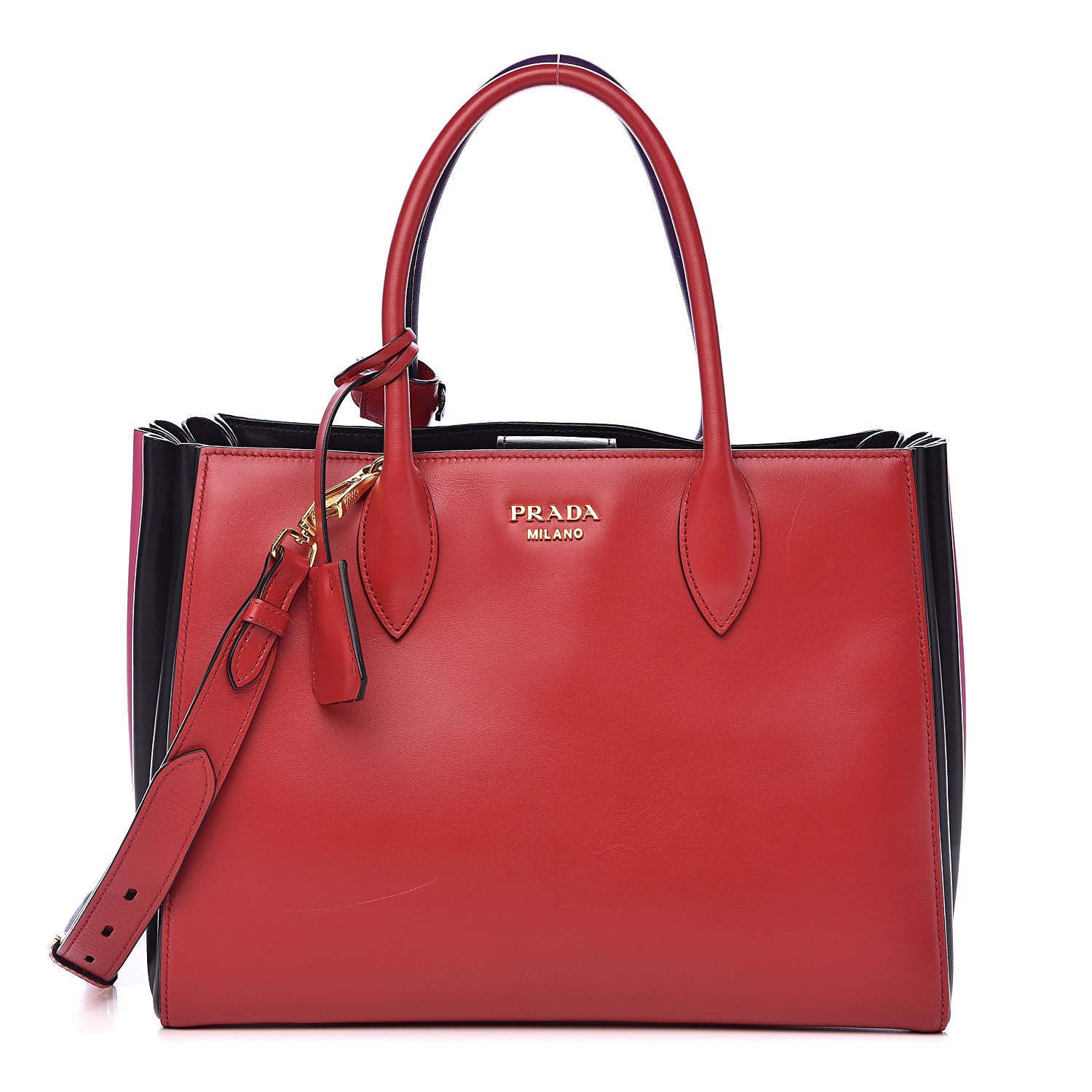 Prada City Calfskin Medium Colorblock Bibliothèque Tote Fuoco Viola Black 1 of 13
