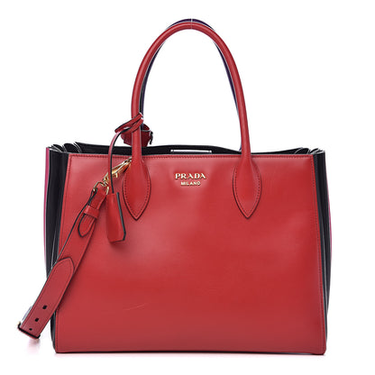 Prada City Calfskin Medium Colorblock Bibliothèque Tote Fuoco Viola Black 1 of 13