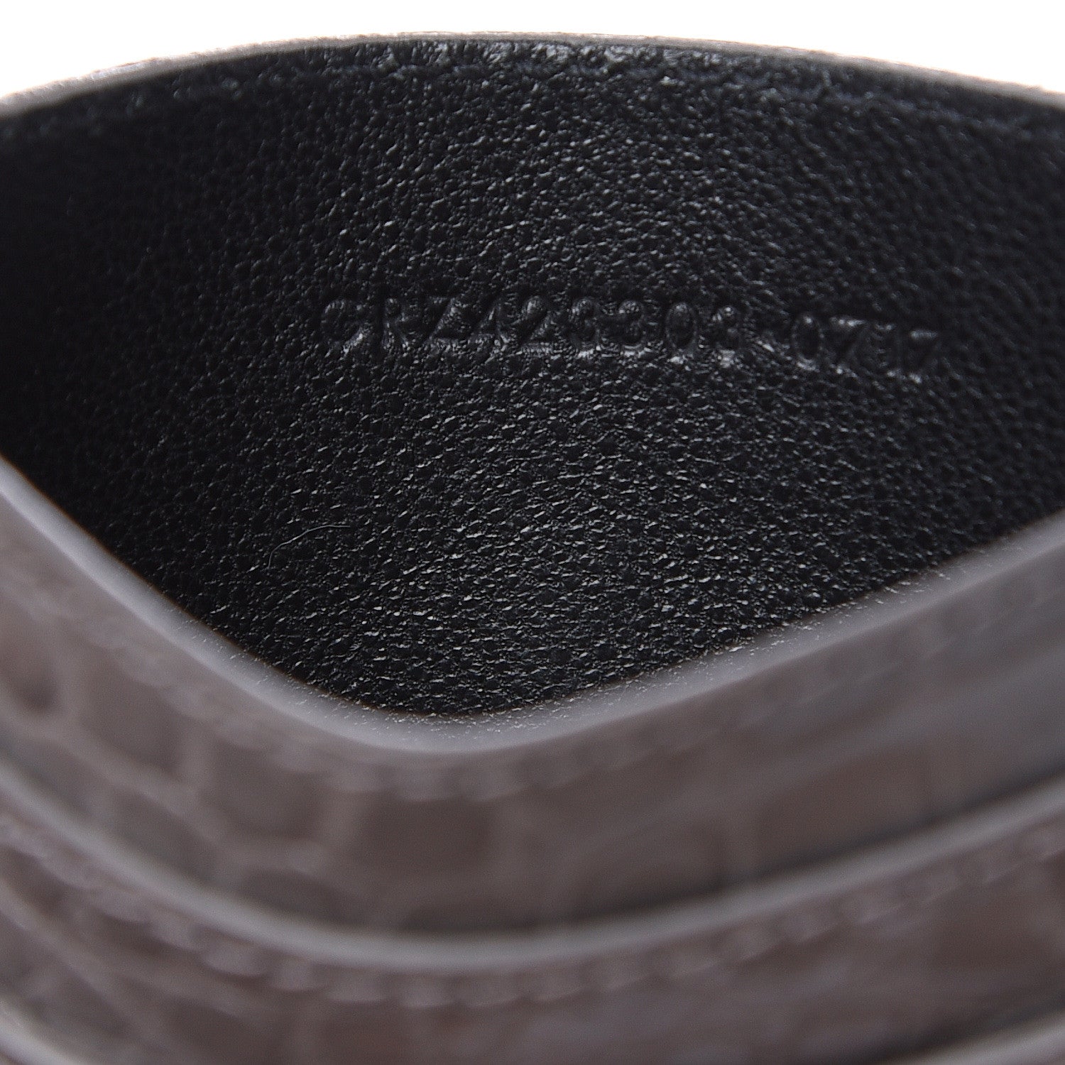 Saint Laurent Calfskin Crocodile Embossed Monogram Card Case Fog 6 of 6