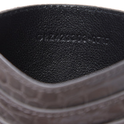 Saint Laurent Calfskin Crocodile Embossed Monogram Card Case Fog 6 of 6