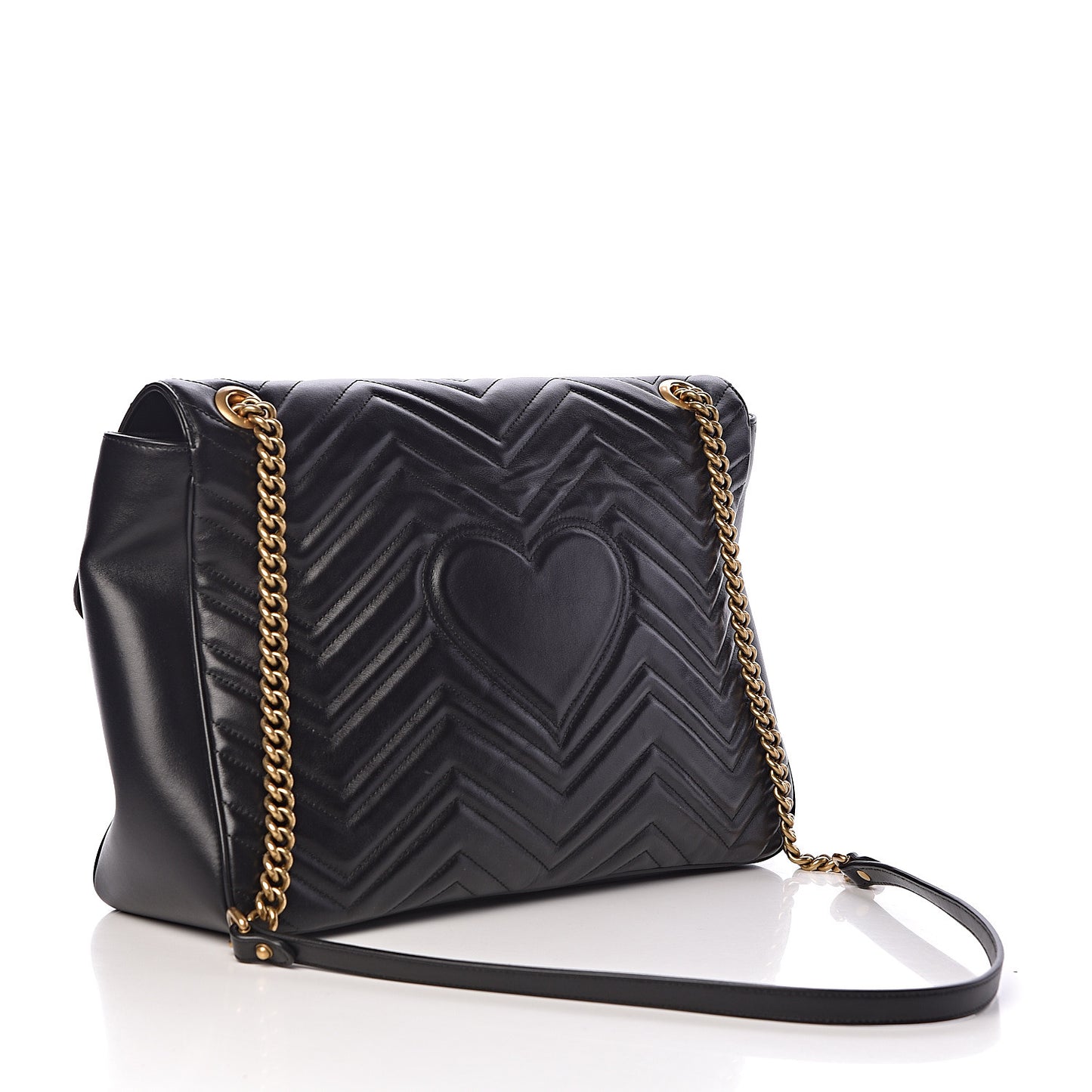 Calfskin Matelasse Large GG Marmont Shoulder Bag Black