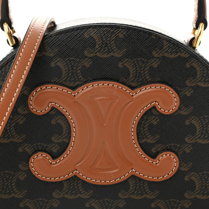 Celine Calfskin Triomphe Canvas Half Moon Case Tan 8 of 11