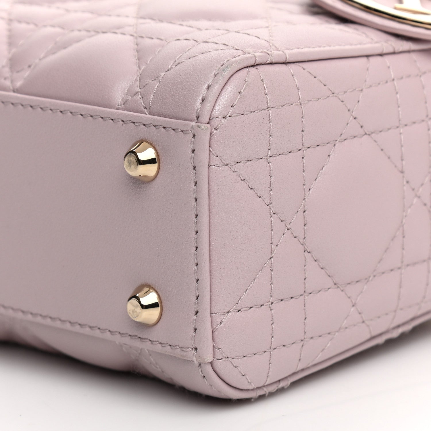 Christian Dior Metallic Lambskin Cannage Mini Lady Dior Lotus 18 of 21