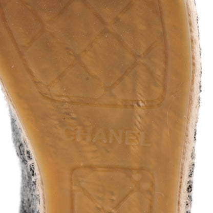 Chanel Velvet Tweed CC Espadrilles 39 Black Grey 7 of 9