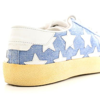 Saint Laurent Denim Calfskin Star Court Sneakers 37 Blue 10 of 16