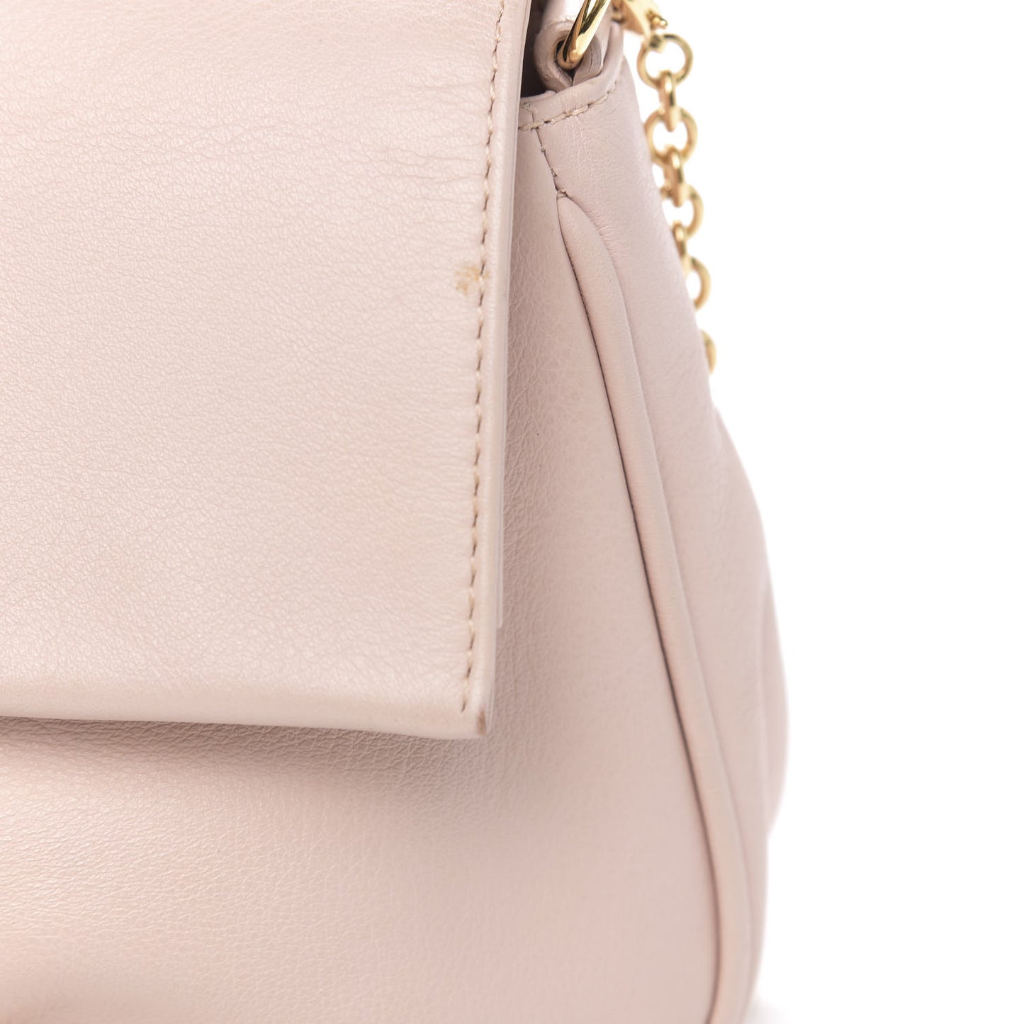 Vitello Flamingo Enamel Fendista Pouchette Crossbody Pale Pink