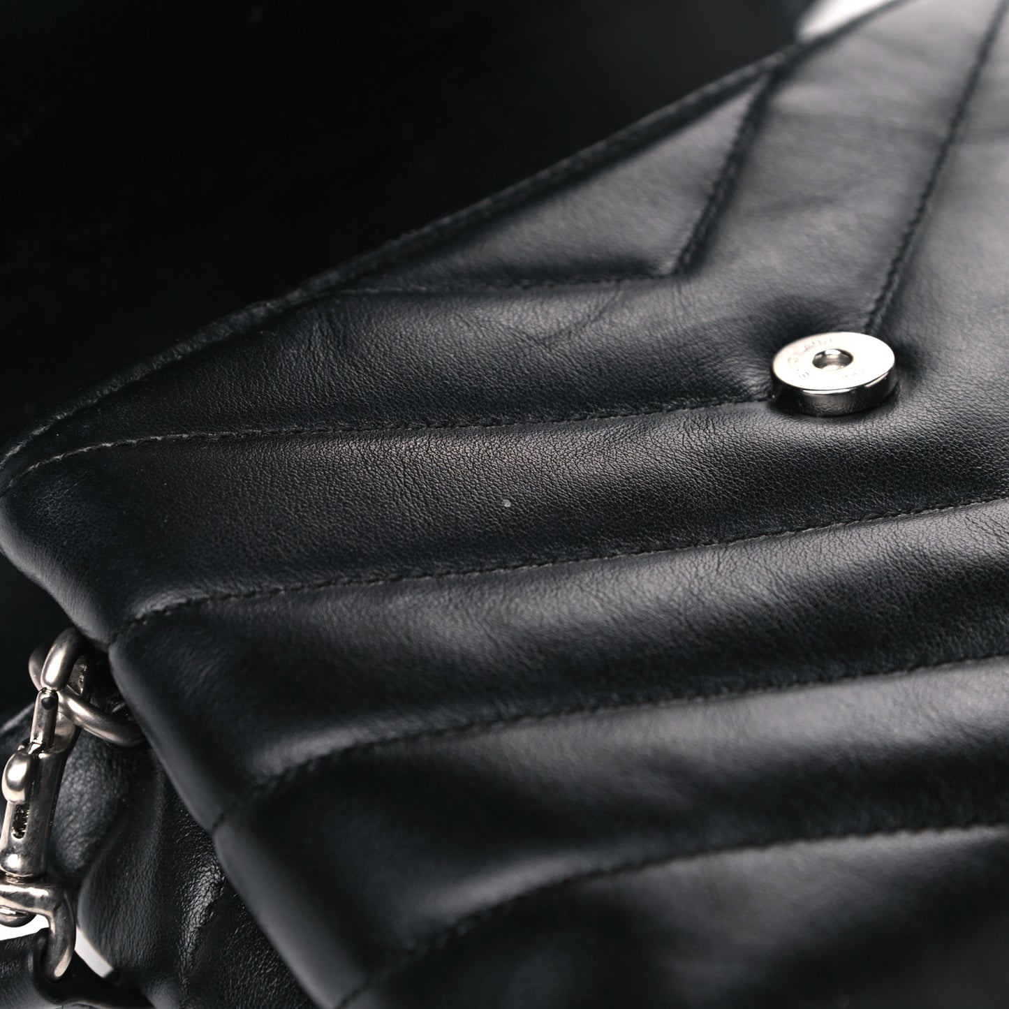 Calfskin Y Quilted Monogram Toy Loulou Crossbody Bag Black