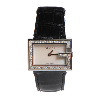 Gucci Stainless Steel Alligator Diamond Bezel Mother of Pearl 31mm 100L Quartz Watch 1 of 6