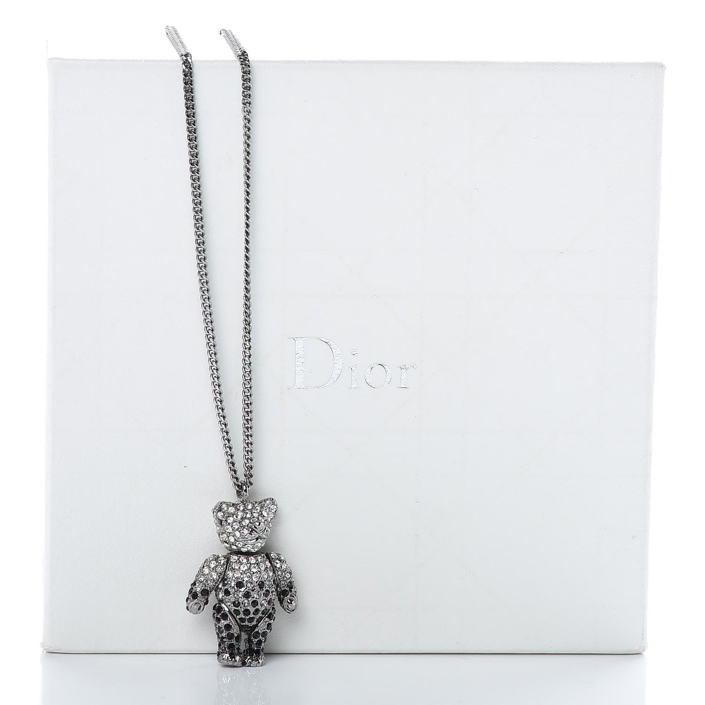 Crystal Teddy Bear Necklace Black