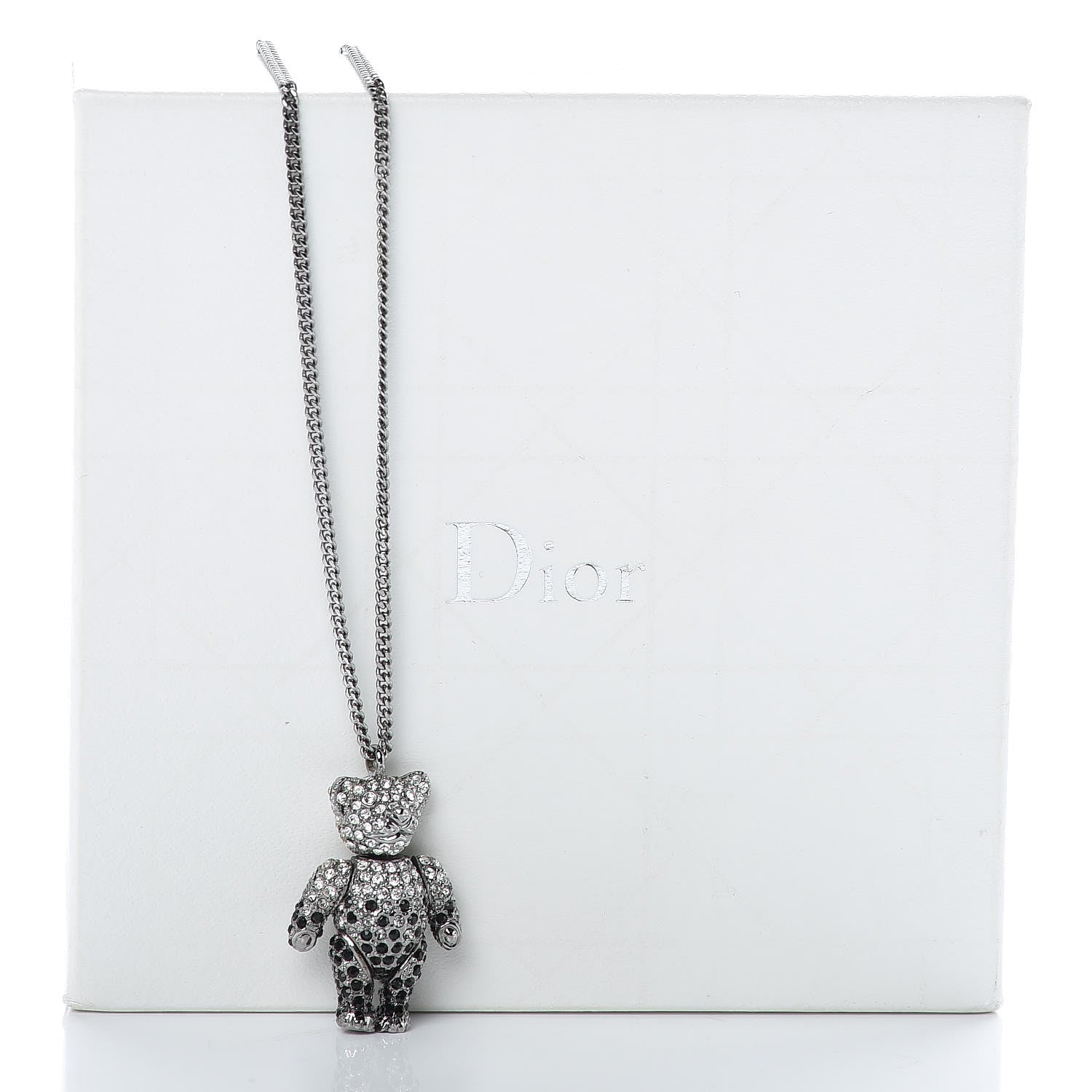 Christian Dior Crystal Teddy Bear Necklace Black 7 of 7