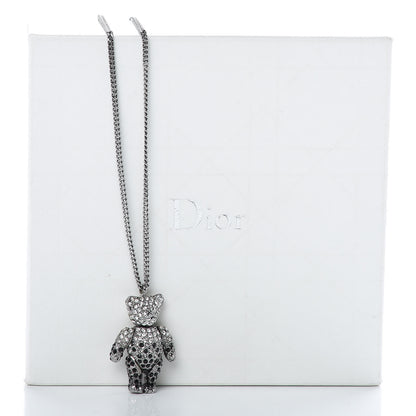 Christian Dior Crystal Teddy Bear Necklace Black 7 of 7