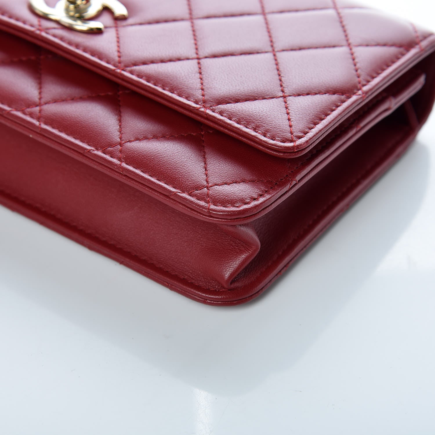 Chanel Lambskin Quilted Trendy CC Wallet On Chain WOC Dark Red 6 of 9