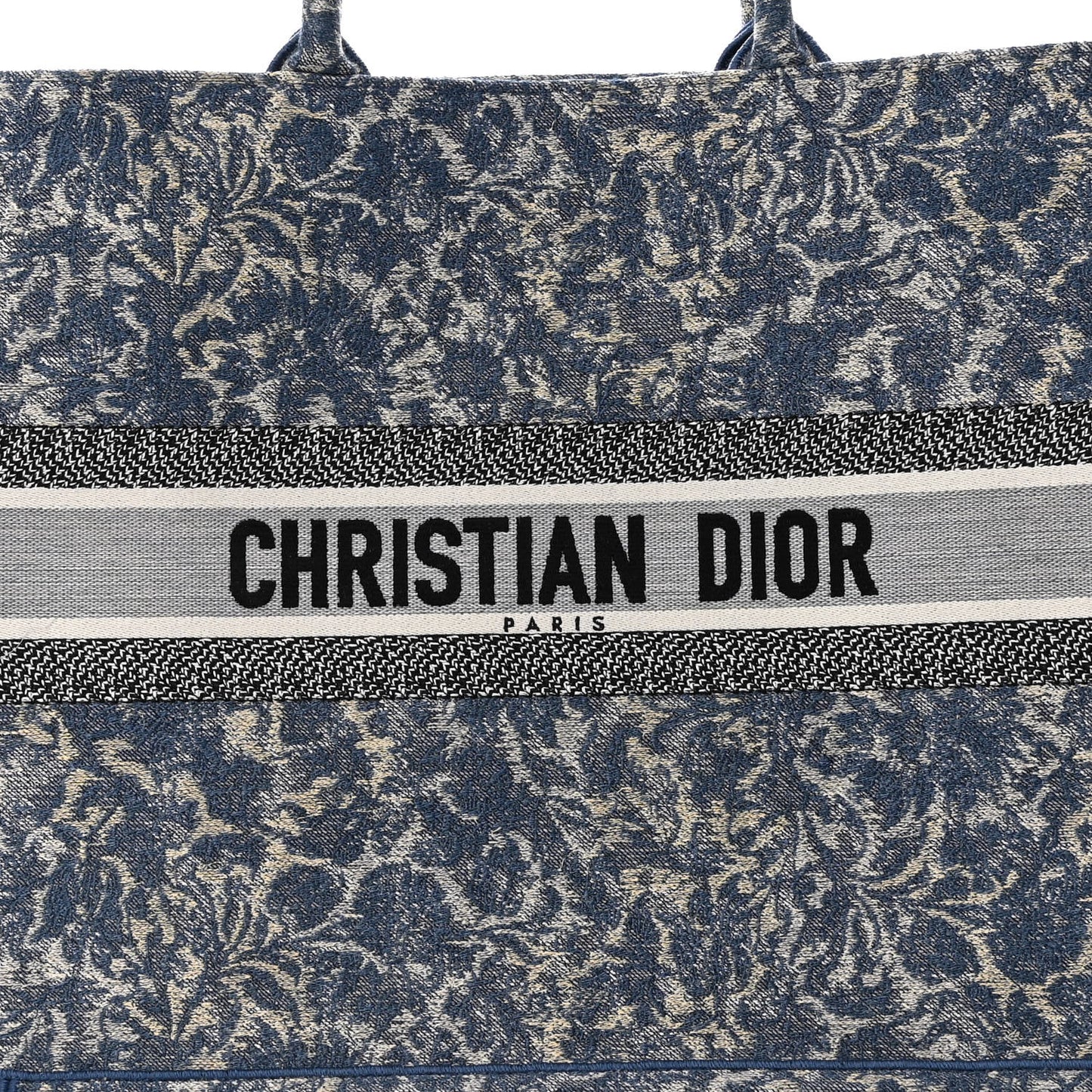 Canvas Embroidered Large Brocart Book Tote Blue
