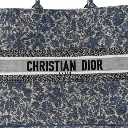Christian Dior Canvas Embroidered Large Brocart Book Tote Blue 7 of 9