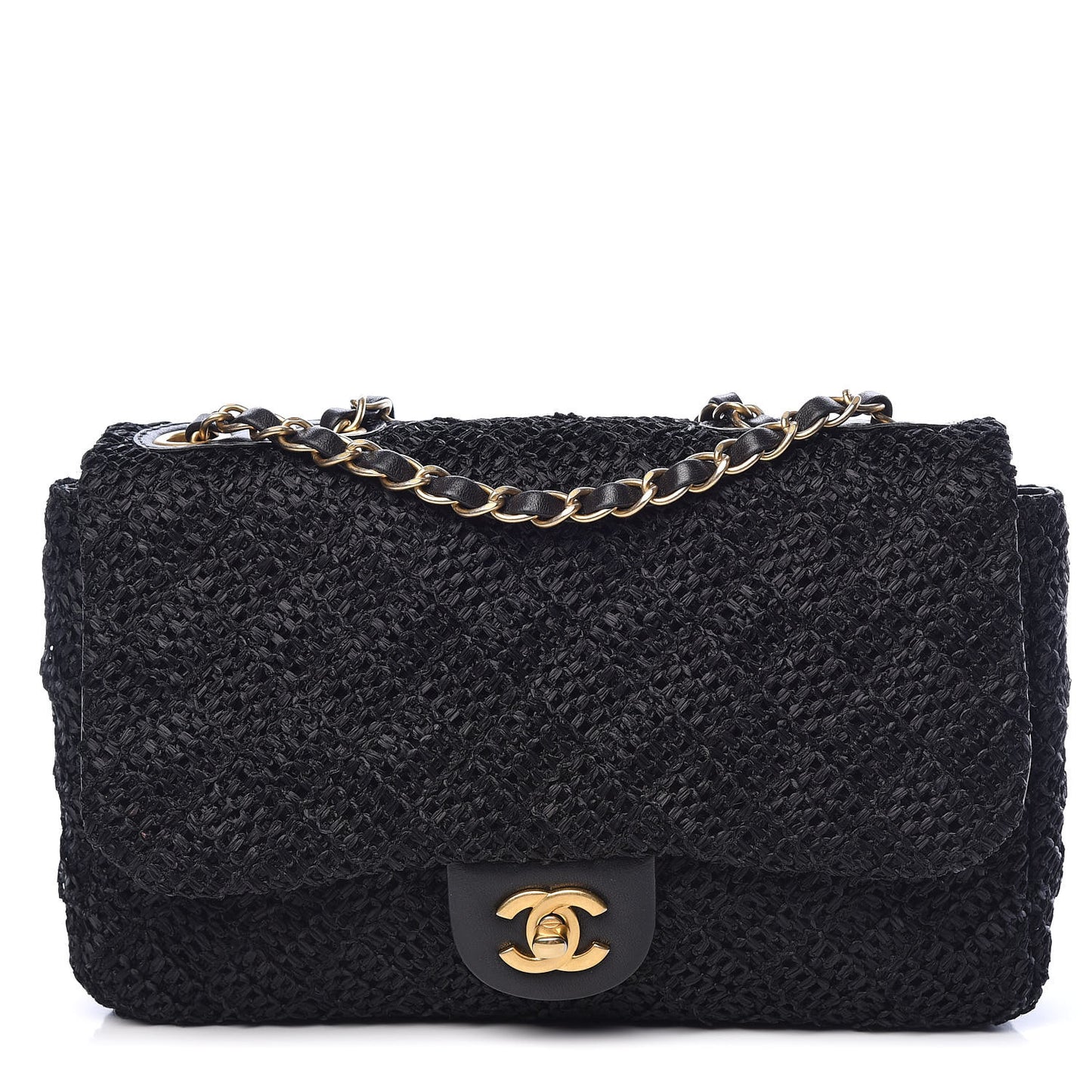 Woven Nylon Medium Single Flap Black