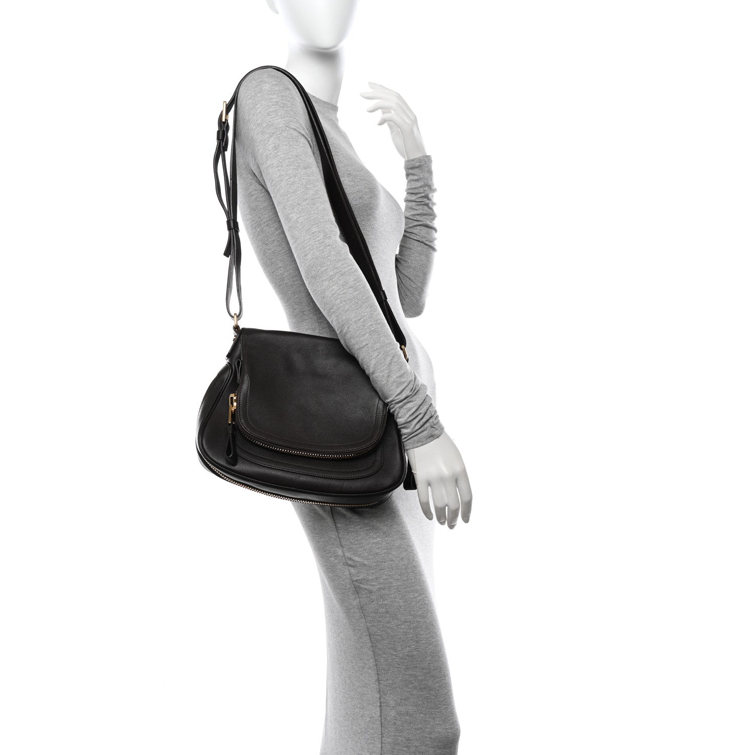 Tom Ford Grained Calfskin Medium Jennifer Crossbody Bag Brown 2 of 13