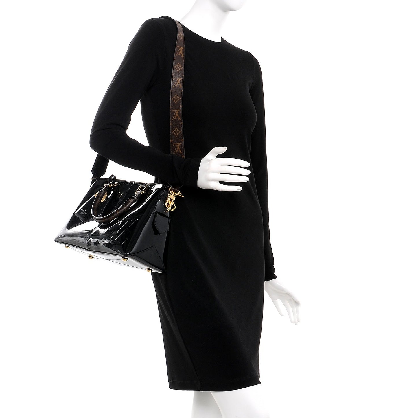 Patent Calfskin Miroir Tote Black