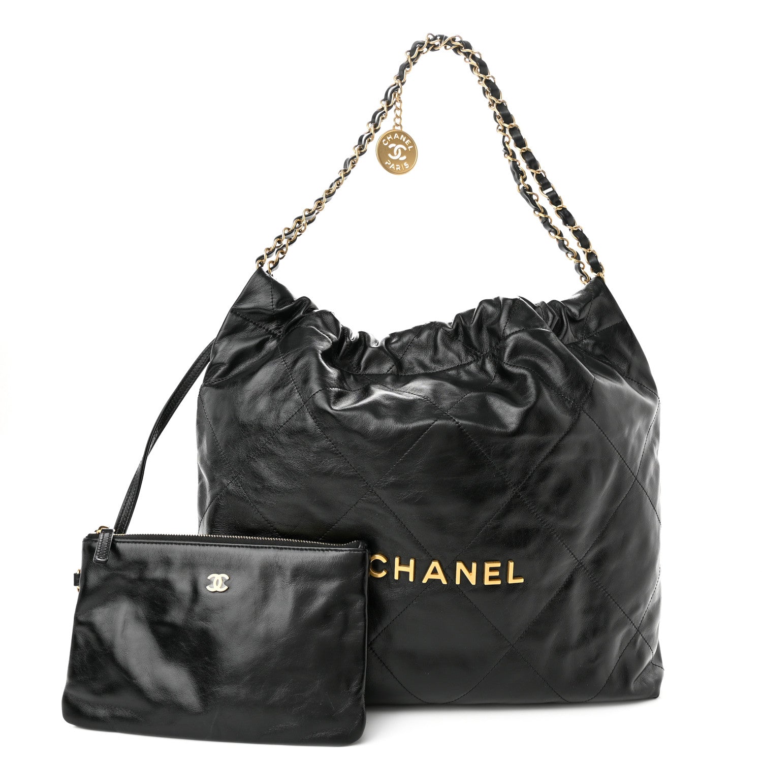 Chanel Shiny Calfskin Quilted Chanel 22 Black 2 of 11