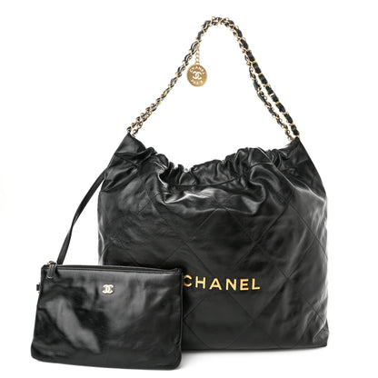 Chanel Shiny Calfskin Quilted Chanel 22 Black 2 of 11