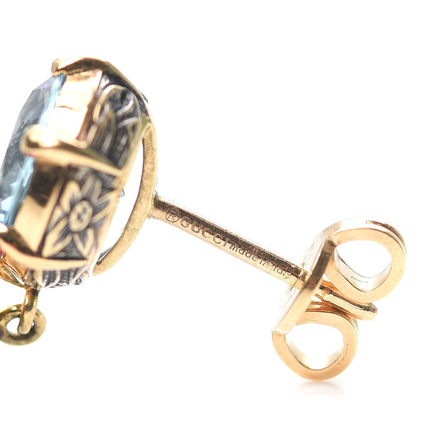 18K Yellow Gold Diamond Aquamarine Pink Tourmaline Le Marché des Merveilles Feline Drop Earrings