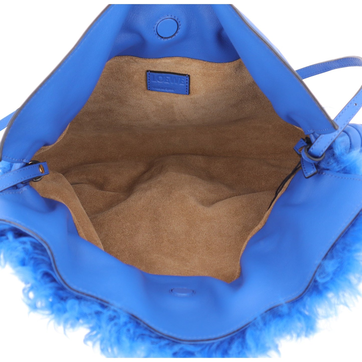 Nappa Shearling Flamenco Knot Clutch Blue