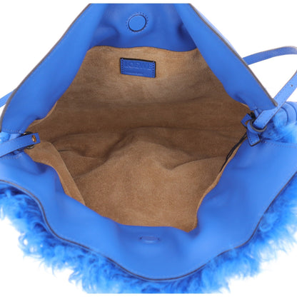 Loewe Nappa Shearling Flamenco Knot Clutch Blue 5 of 10