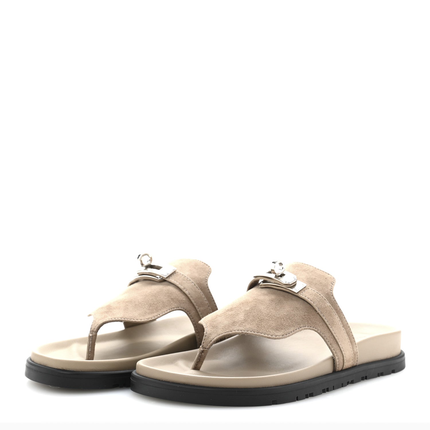 Hermes Suede Goatskin Womens Empire Sandals 35 Beige Sable 4 of 10