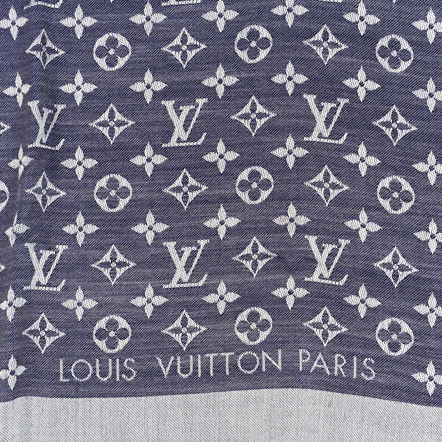 Silk Wool Monogram Denim Shawl Blue