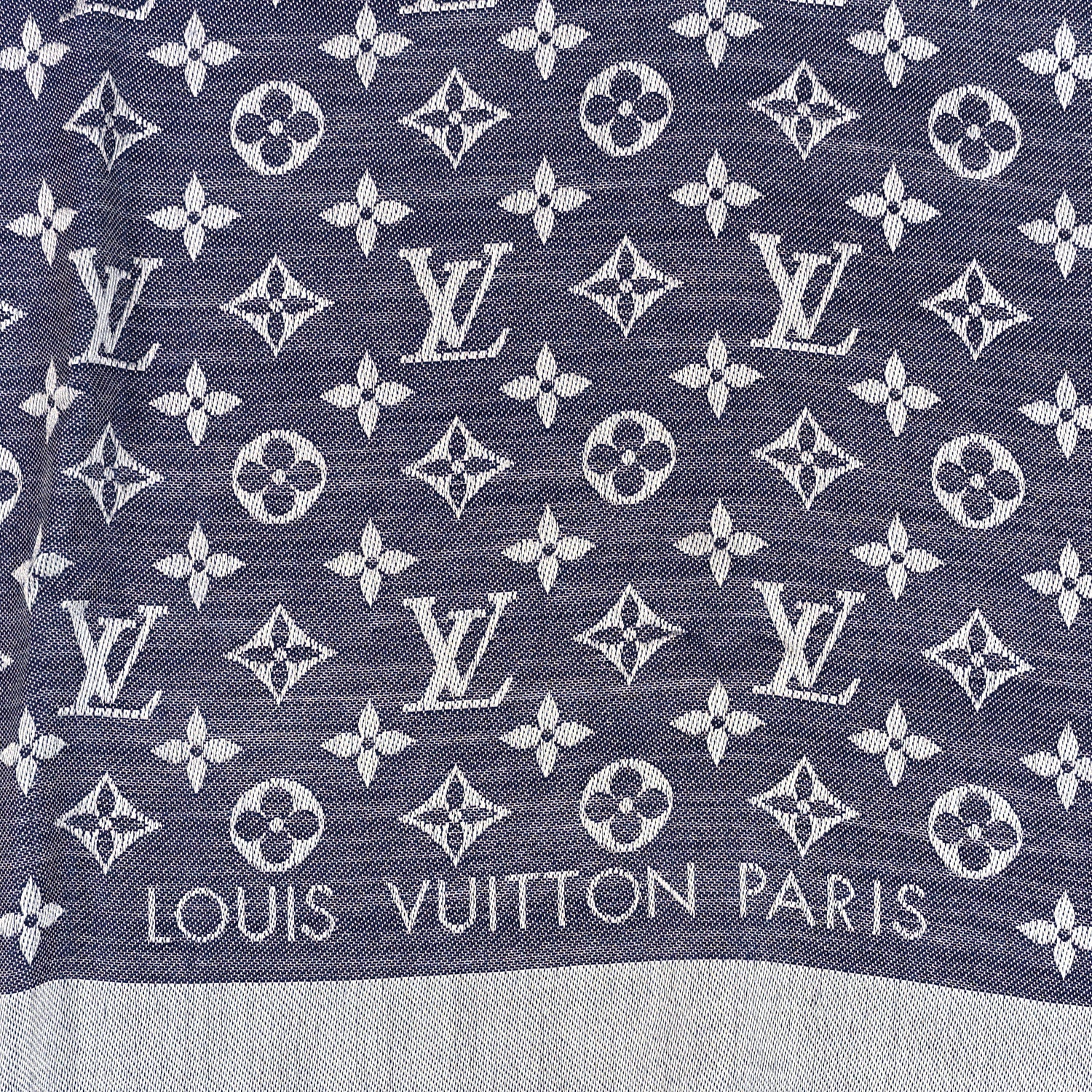 Louis Vuitton Silk Wool Monogram Denim Shawl Blue 3 of 4