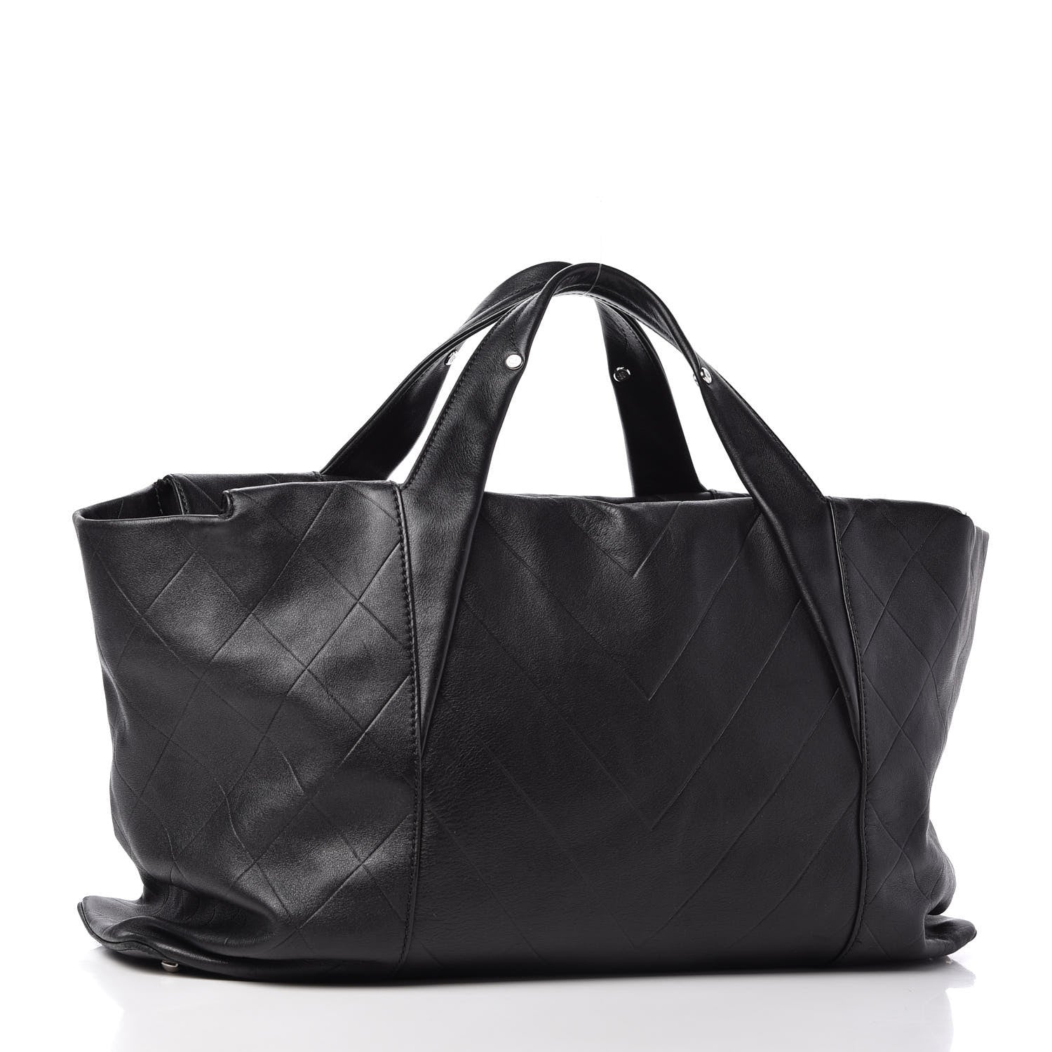 Chanel Calfskin Chevron CC All Day Long Tote Black 3 of 10