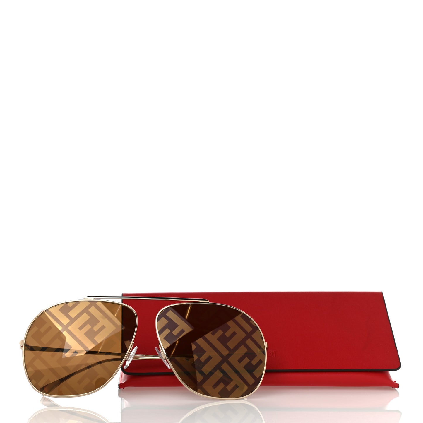 Metal Fendi Forever Aviator Sunglasses FF0407/G/S Gold