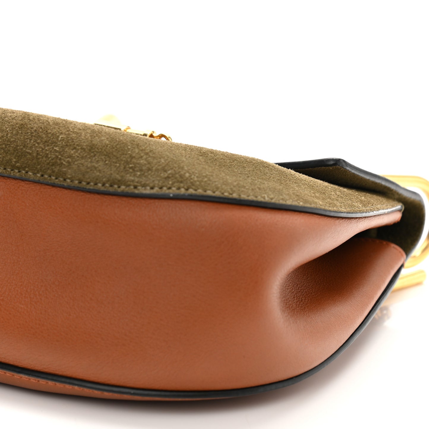 Suede Smooth Calfskin Drew Shoulder Bag Caramel