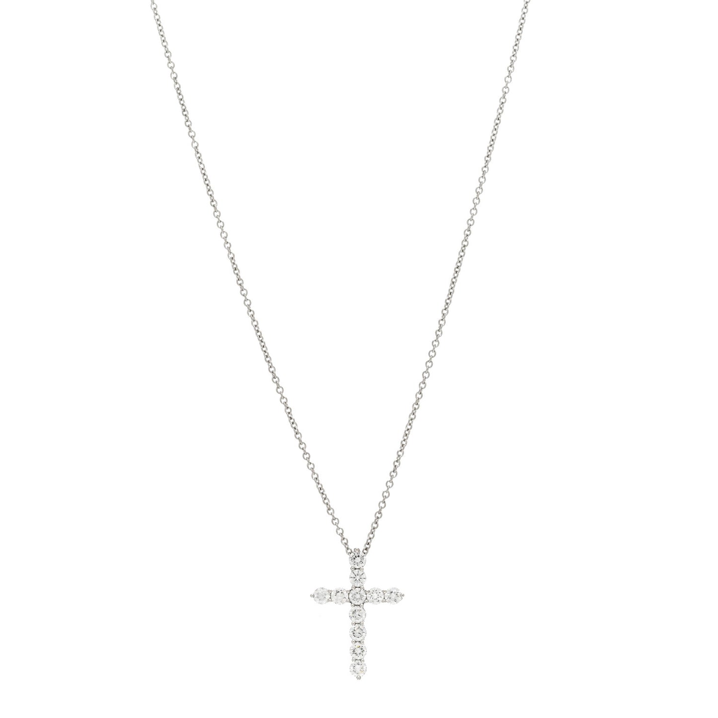 Platinum Diamond Small Cross Pendant Necklace