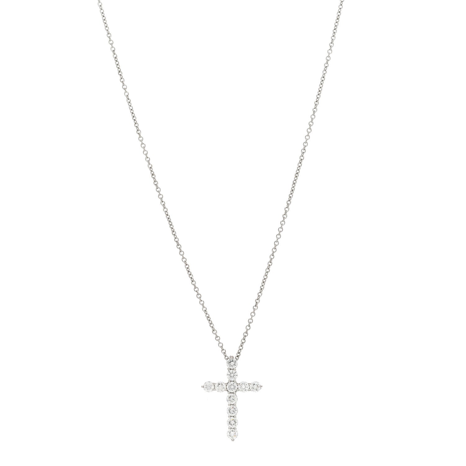 Tiffany Platinum Diamond Small Cross Pendant Necklace 1 of 4