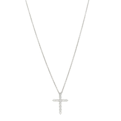 Tiffany Platinum Diamond Small Cross Pendant Necklace 1 of 4