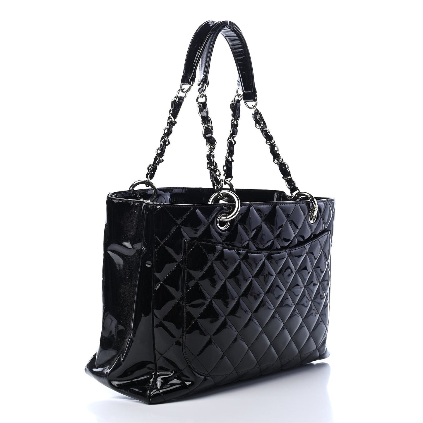 Patent Quilted Grand Shopping Tote GST Black