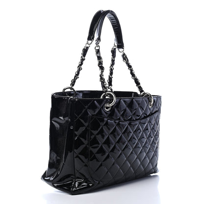 Chanel Patent Quilted Grand Shopping Tote GST Black 3 of 9