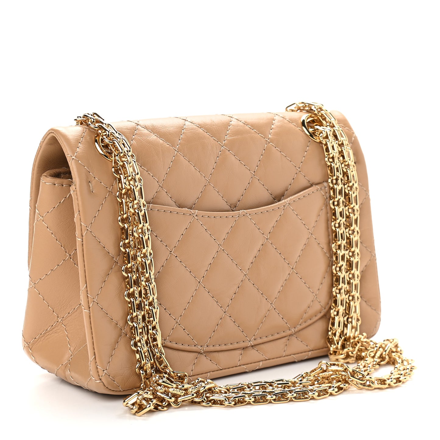 Aged Calfskin Quilted 2.55 Reissue Mini Flap Beige