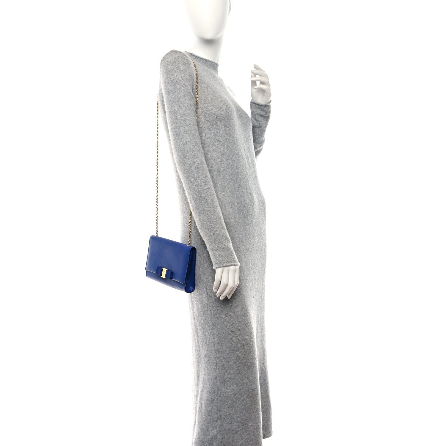 Salvatore Ferragamo Printed Calfskin Ginny Shoulder Bag Blue 2 of 14