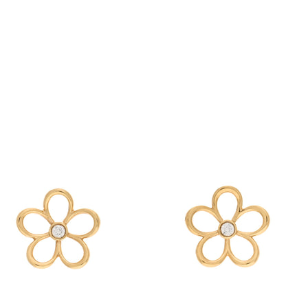 Tiffany 18K Yellow Gold Diamond Small Open Flower Earrings 1 of 4