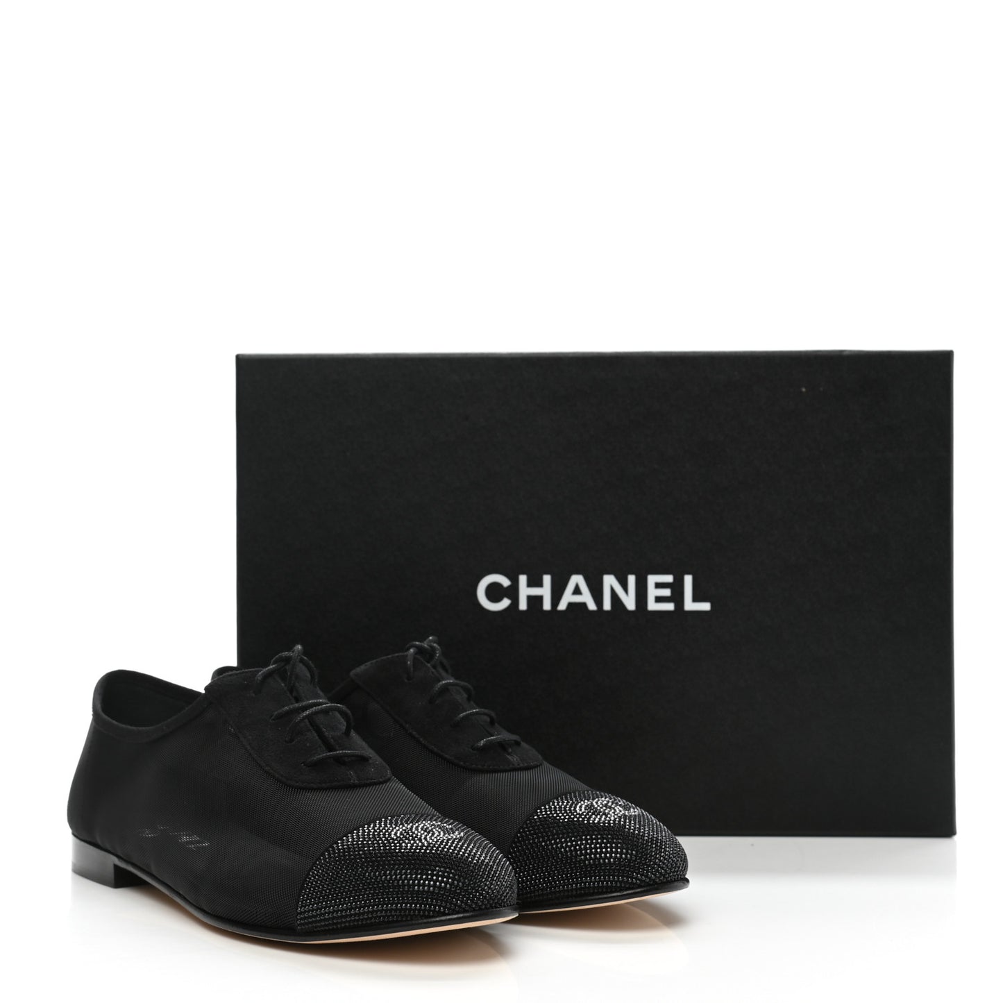 Calfskin Mesh Cap Toe CC Lace Up Oxford 39 Black