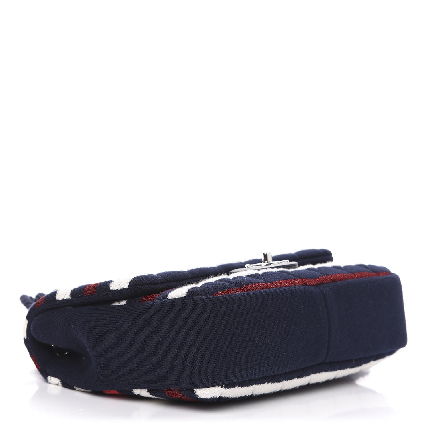 Chanel Jersey Felt Quilted Flap Red White Blue 3 of 10