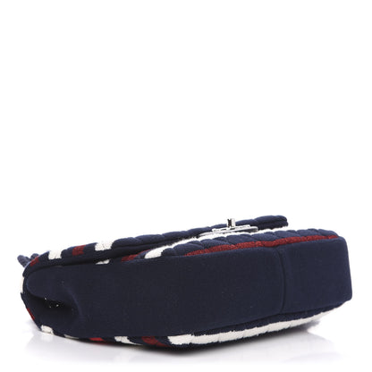 Chanel Jersey Felt Quilted Flap Red White Blue 3 of 10