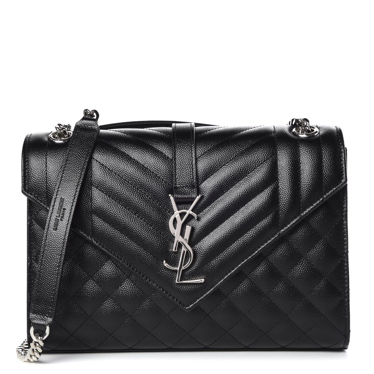 Grain De Poudre Textured Mixed Matelasse Triquilt Medium Monogram Satchel Black