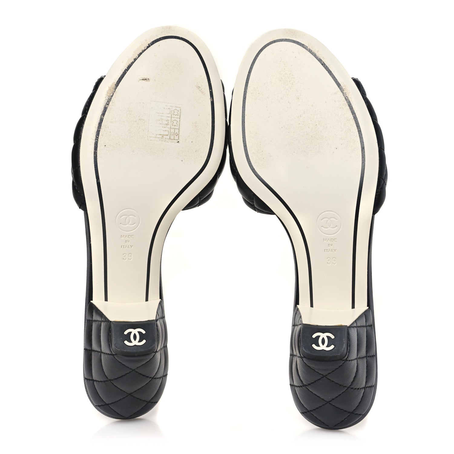 Chanel Lambskin Quilted Textured CC Mules 39 Black 6 of 10