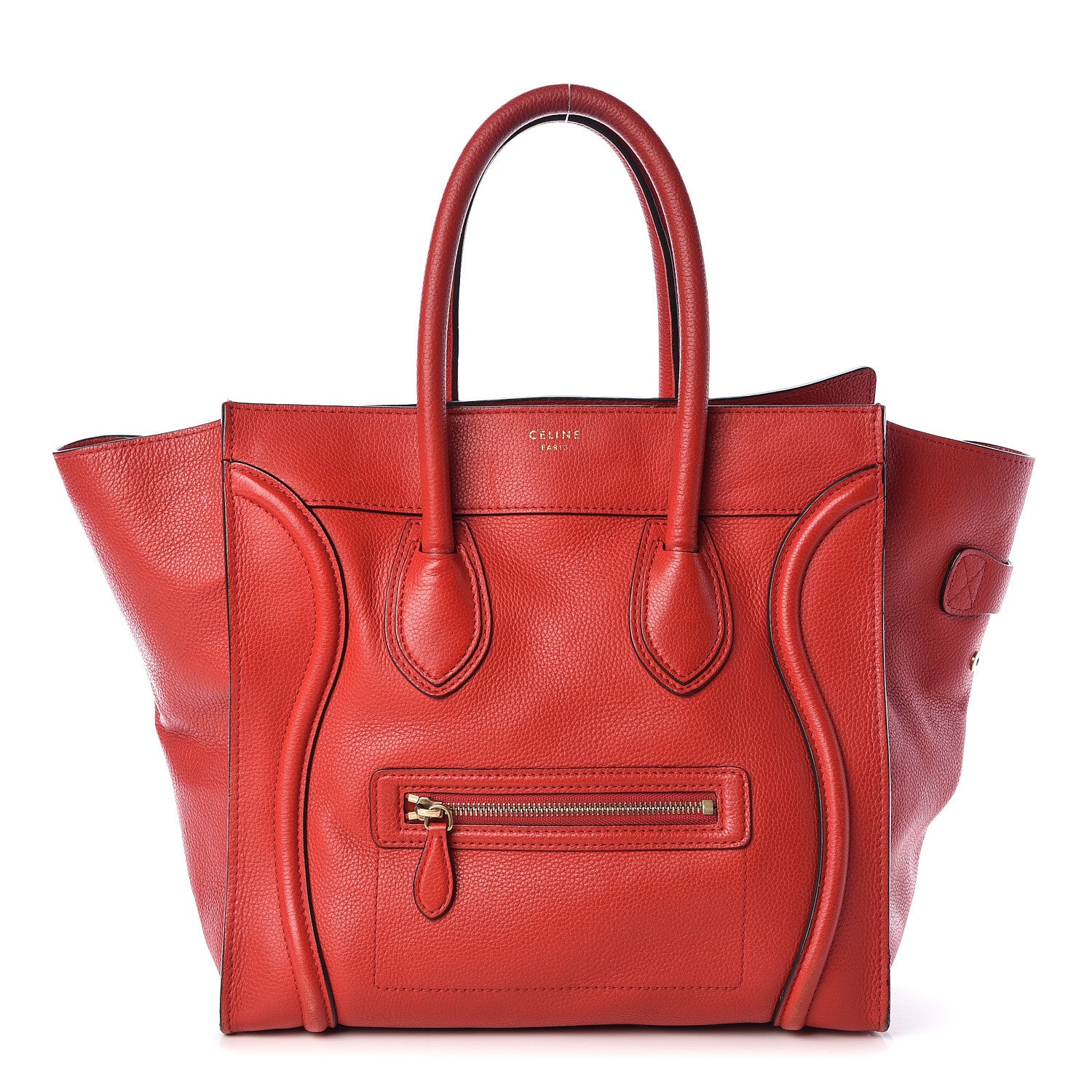 Celine Drummed Calfskin Mini Luggage Coquelicot 1 of 14