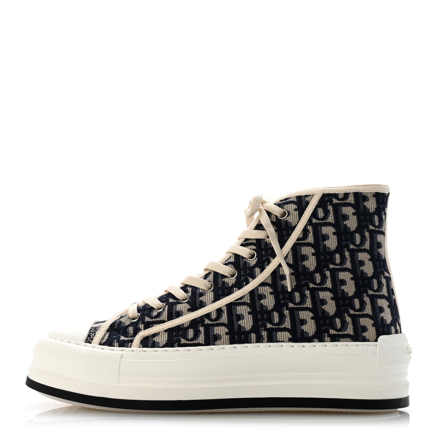 Technical Knit Calfskin Oblique Womens Walk'n Dior High Top Sneakers 41 Deep Blue
