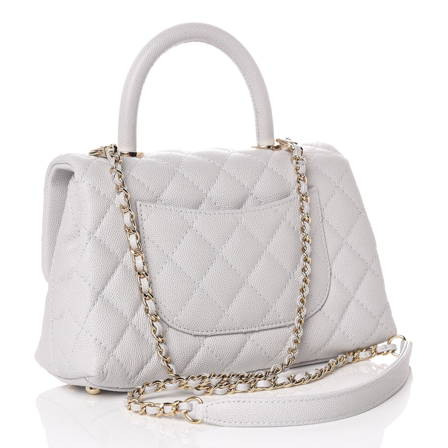 Chanel Caviar Quilted Mini Coco Handle Flap Light Grey 3 of 9