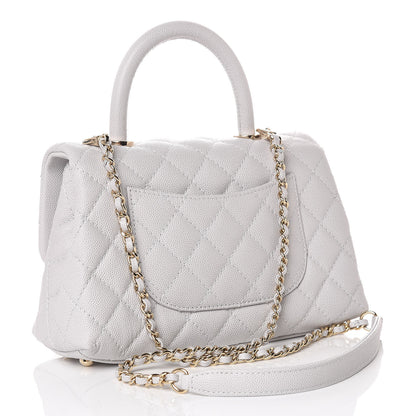 Chanel Caviar Quilted Mini Coco Handle Flap Light Grey 3 of 9
