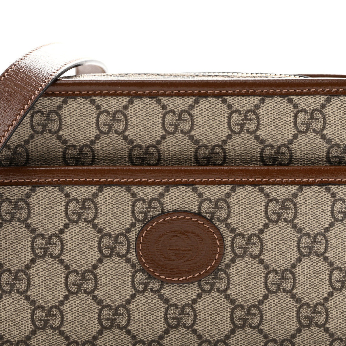 Gucci GG Supreme Monogram Azalea Calfskin Mini Retro Interlocking G Shoulder Bag Beige Ebony Brown Sugar 8 of 13